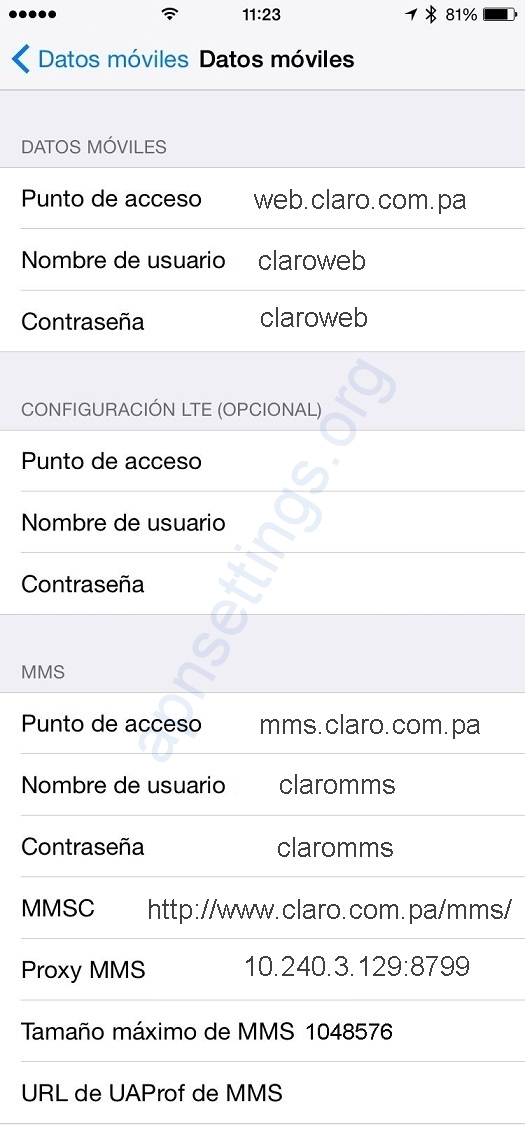 APN de Claro Panama para iPhone