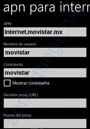 APN de Movistar México para Windows Phone