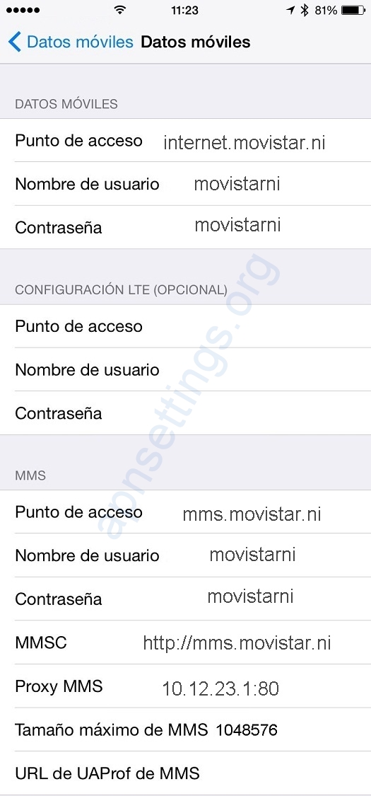 APN de Movistar Nicaragua para iPhone