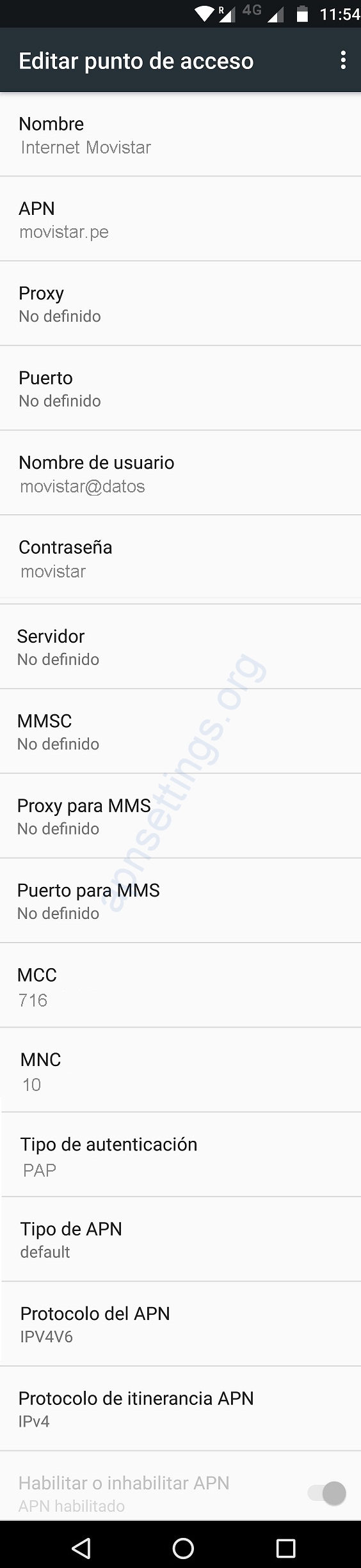 APN de Movistar Peru 4G LTE para Android
