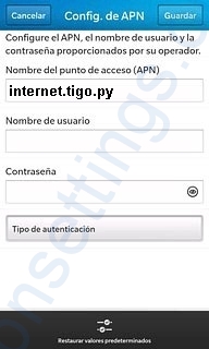 APN de Tigo Paraguay para Blackberry