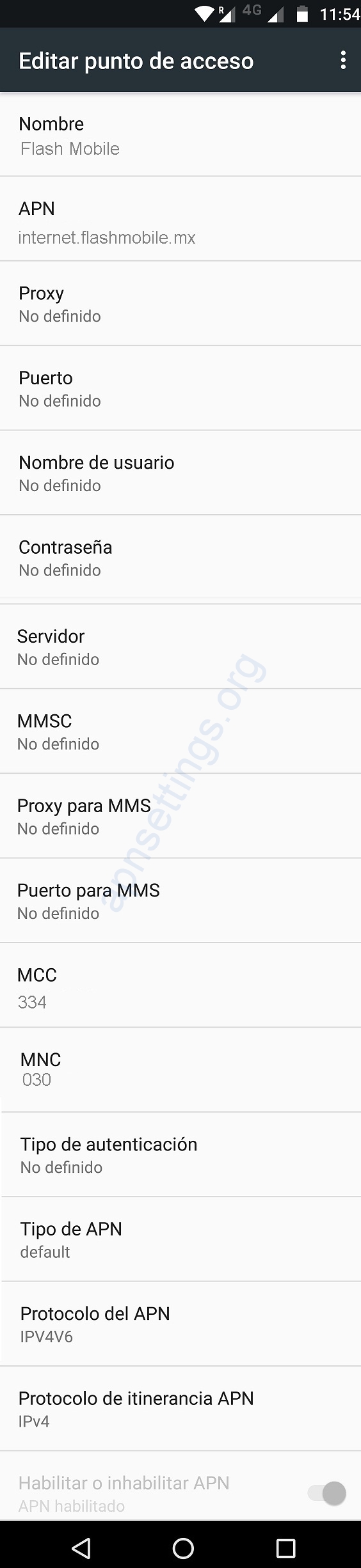 Configurar APN de Flash Mobile México