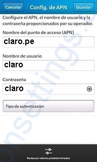 APN de Claro Peru para Blackberry