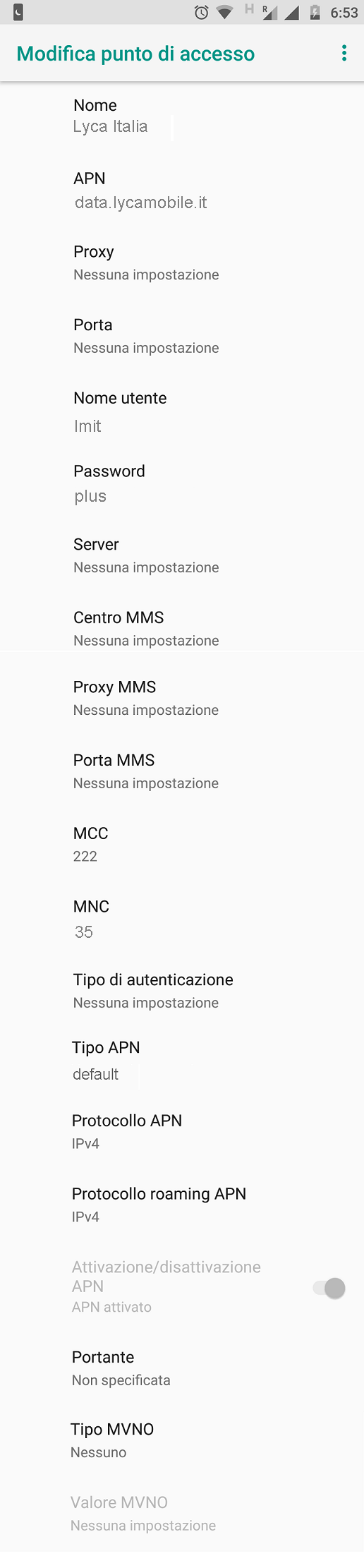 Configurazione APN Lycamobile Italia