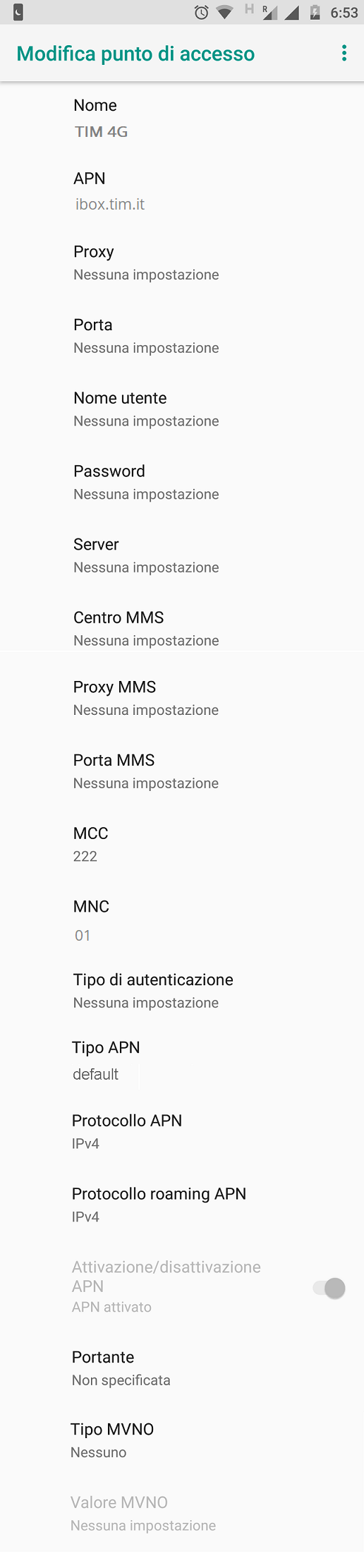 Configurazione APN TIM per Android 