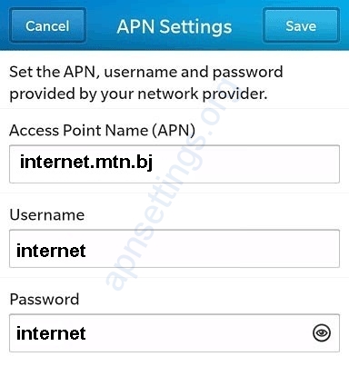 Configuration APN MTN Bénin pour Blackberry