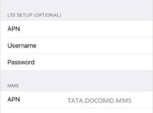 Tata Docomo Internet Settings for iPhone