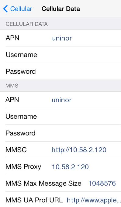 Uninor GPRS and MMS Settings for iPhone 4, 3GS, 5, 6, 6s, iPad