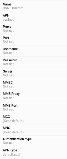 BSNL GPRS APN Settings for Android Smart Phones Samsung Galaxy