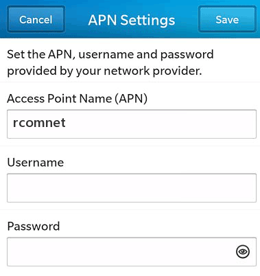 Reliance APN Settings for Blackberry