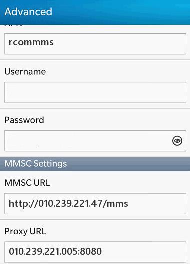 Reliance MMS Settings for Blackberry