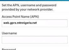 MTN Nigeria APN Settings for Blackberry 10