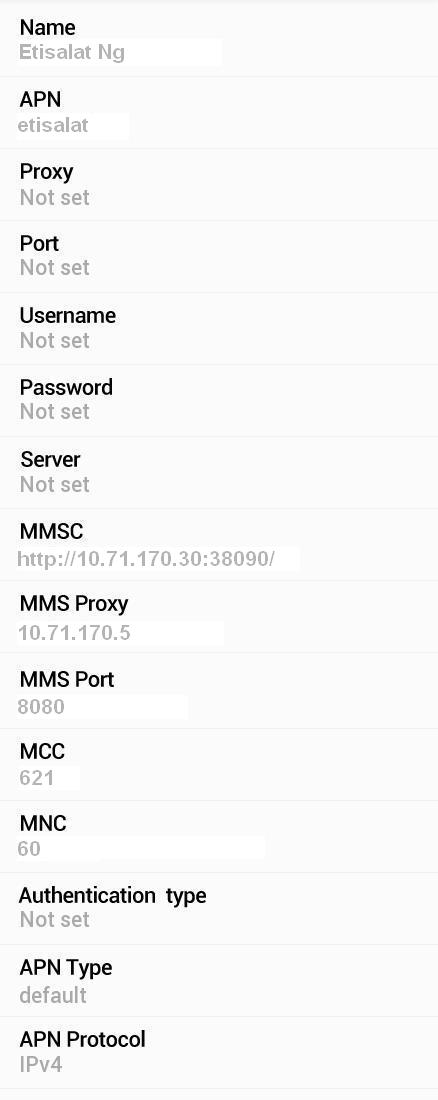 Etisalat Nigeria APN Settings for Android Galaxy