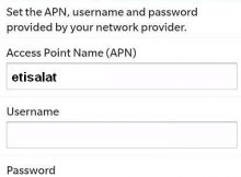 Etisalat Nigeria APN Settings for Blackberry