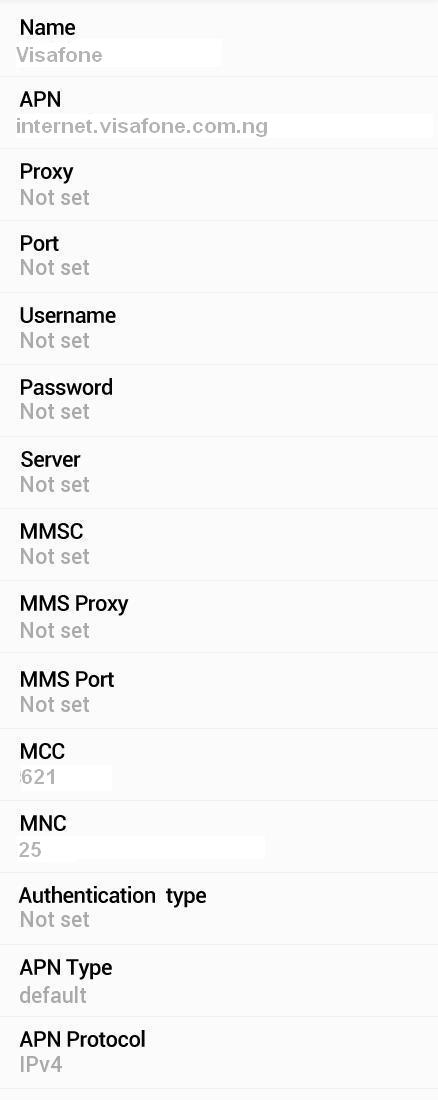 Visafone APN Settings for Android