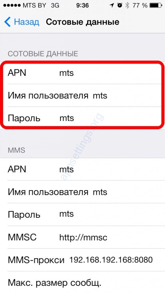 Настройка интернета мтс Беларусь на iPhone