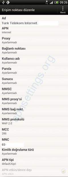 Turk Telekom 4G Internet MMS Ayarları Android