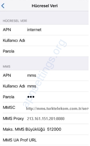 Turk Telekom Internet MMS Ayarları iPhone