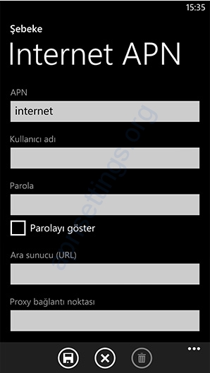 Türk Telekom Internet ayarları Windows Phone