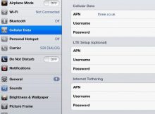 Three UK APN Settings for iPad