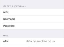 Lycamobile UK APN Settings for iPhone