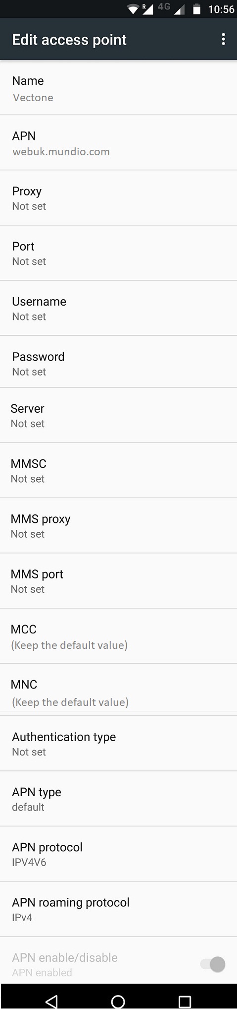 Vectone Mobile UK APN Settings