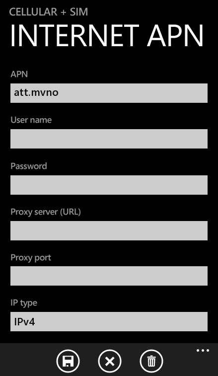 H2O Wireless APN Settings for Windows Phone 8