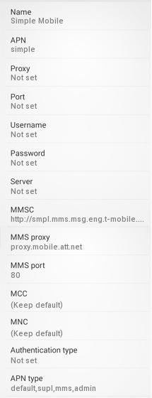 Simple Mobile APN Settings for Android Galaxy - 4G LTE APN USA