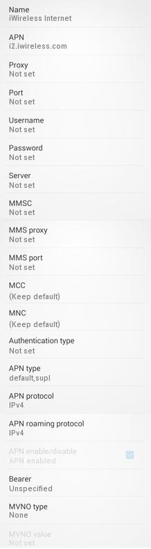 iWireless Internet Settings for Android