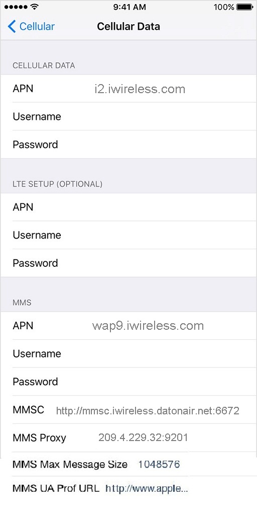 iWireless APN Settings for iPhone and iPad