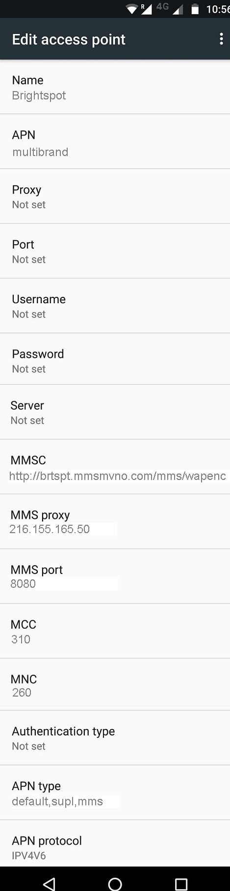 Brightspot Mobile APN Settings for Android