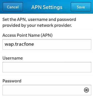 Net 10 APN Settings for Blackberry z10