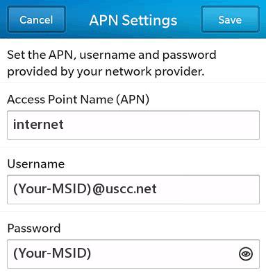 US Cellular Blackberry APN Settings