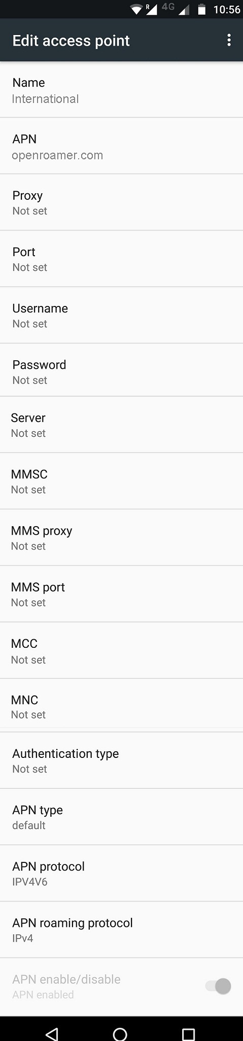 Cellular Abroad LTE APN Settings