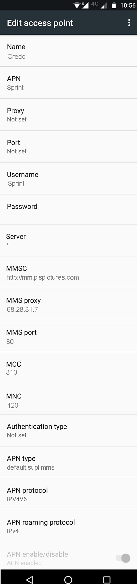 Credo Mobile 4G APN Settings