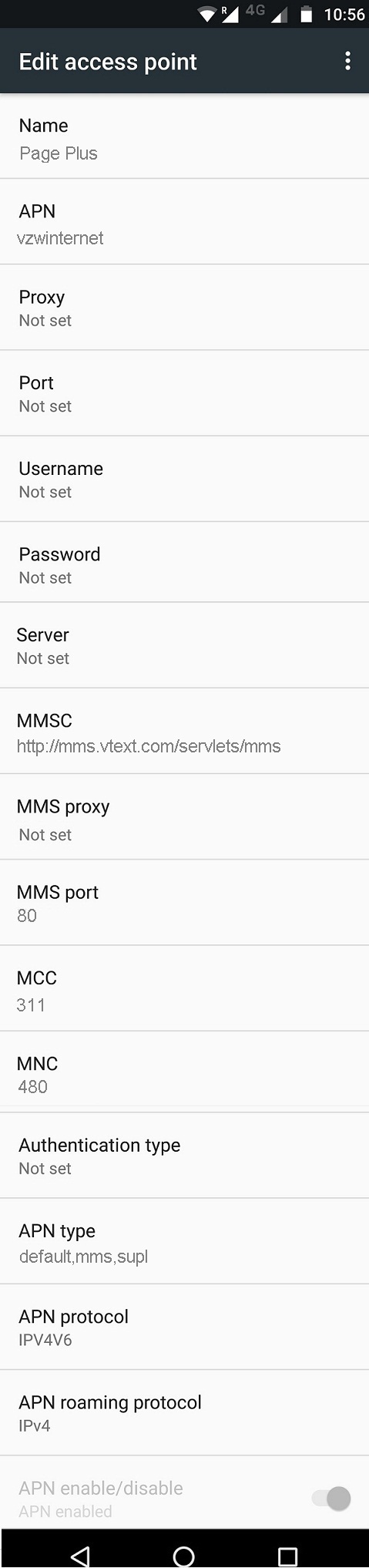 Page Plus Cellular APN Settings