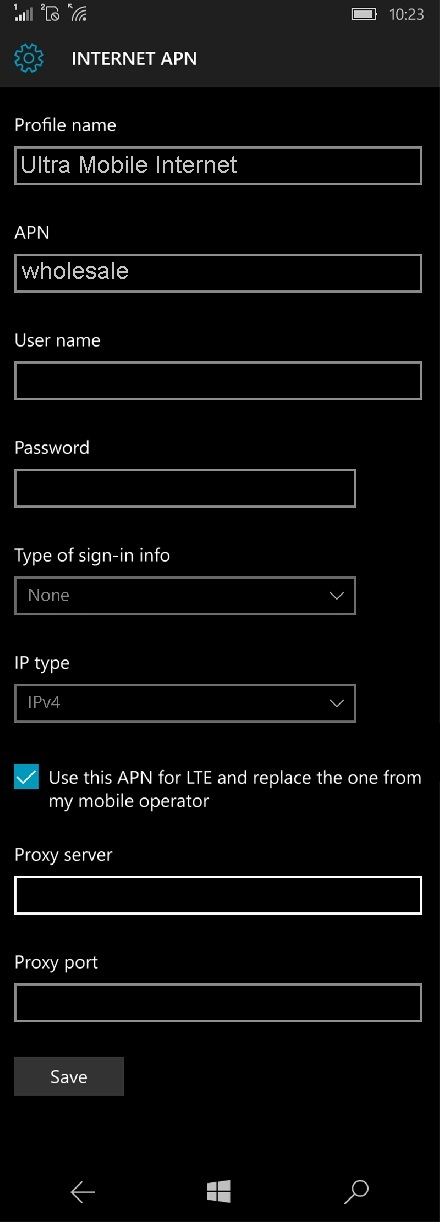 Ultra Mobile Windows Phone APN Settings