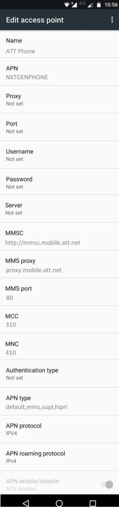 AT&T 4G LTE APN Settings for Android 