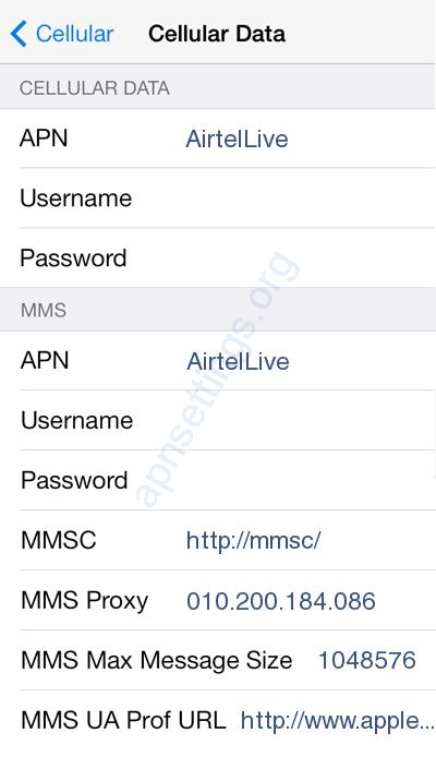 Airtel Srilanka APN Settings for iPhone