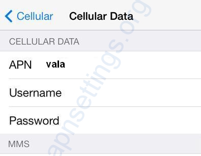 Vala 900 APN Settings for iPhone 6 5 4
