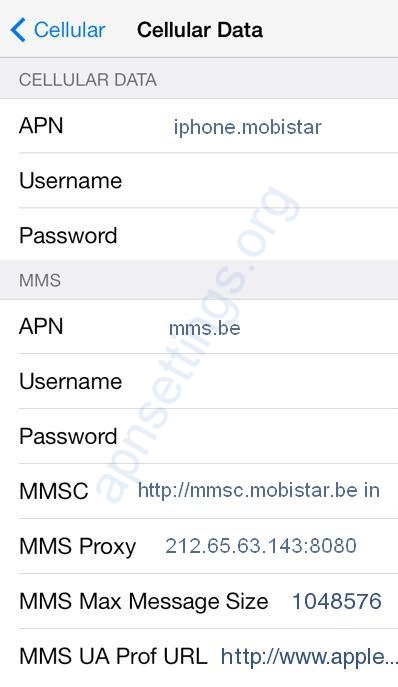 Mobistar 3G APN Settings for iPhone 6 5 4S