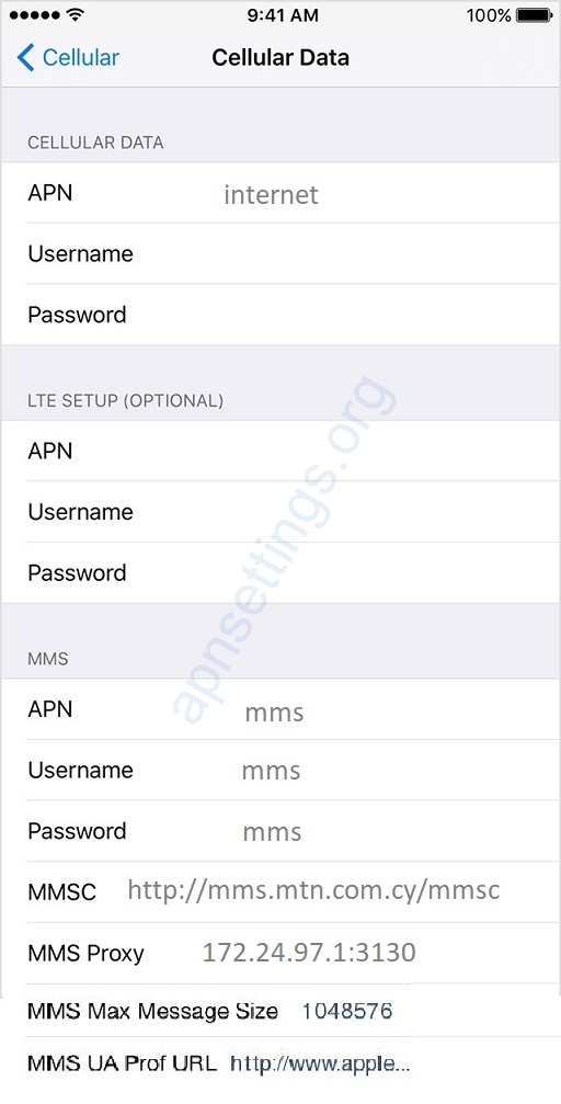 MTN APN Settings for iPhone South Africa