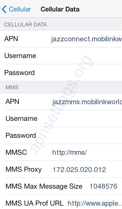 Mobilink 3G GPRS Settings for iPhone iPad