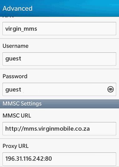 Virgin Mobile MMS Settings for Blackberry