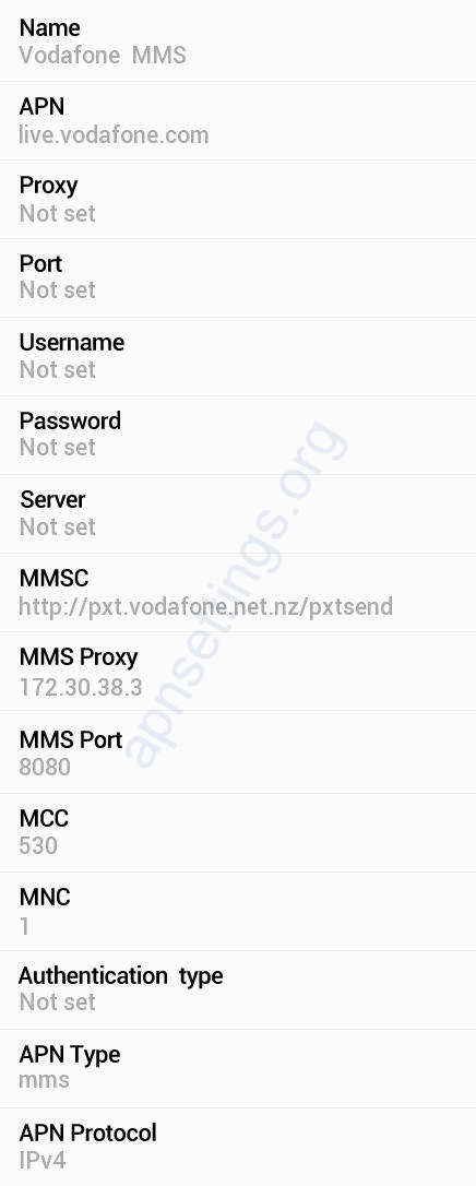 Vodafone NZ MMS Settings for Android