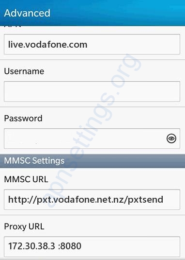 Vodafone NZ MMS Settings for Blackberry