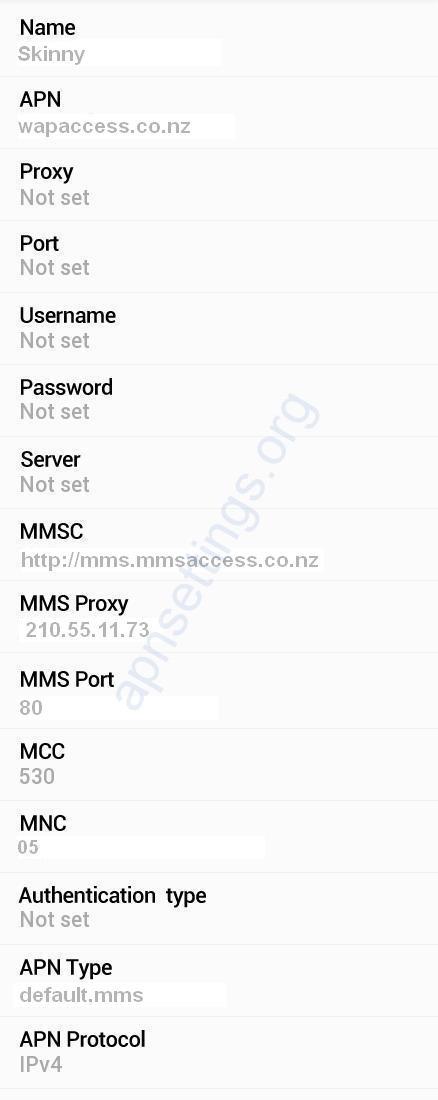 Skinny Mobile Internet and MMS Settings for Android