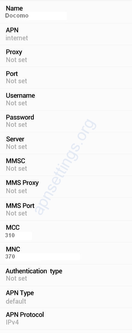 Docomo Pacific APN Settings for Android