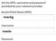 Maxis 4G APN Settings for Blackberry