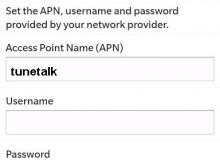 Tune Talk Blackberry APN Settings